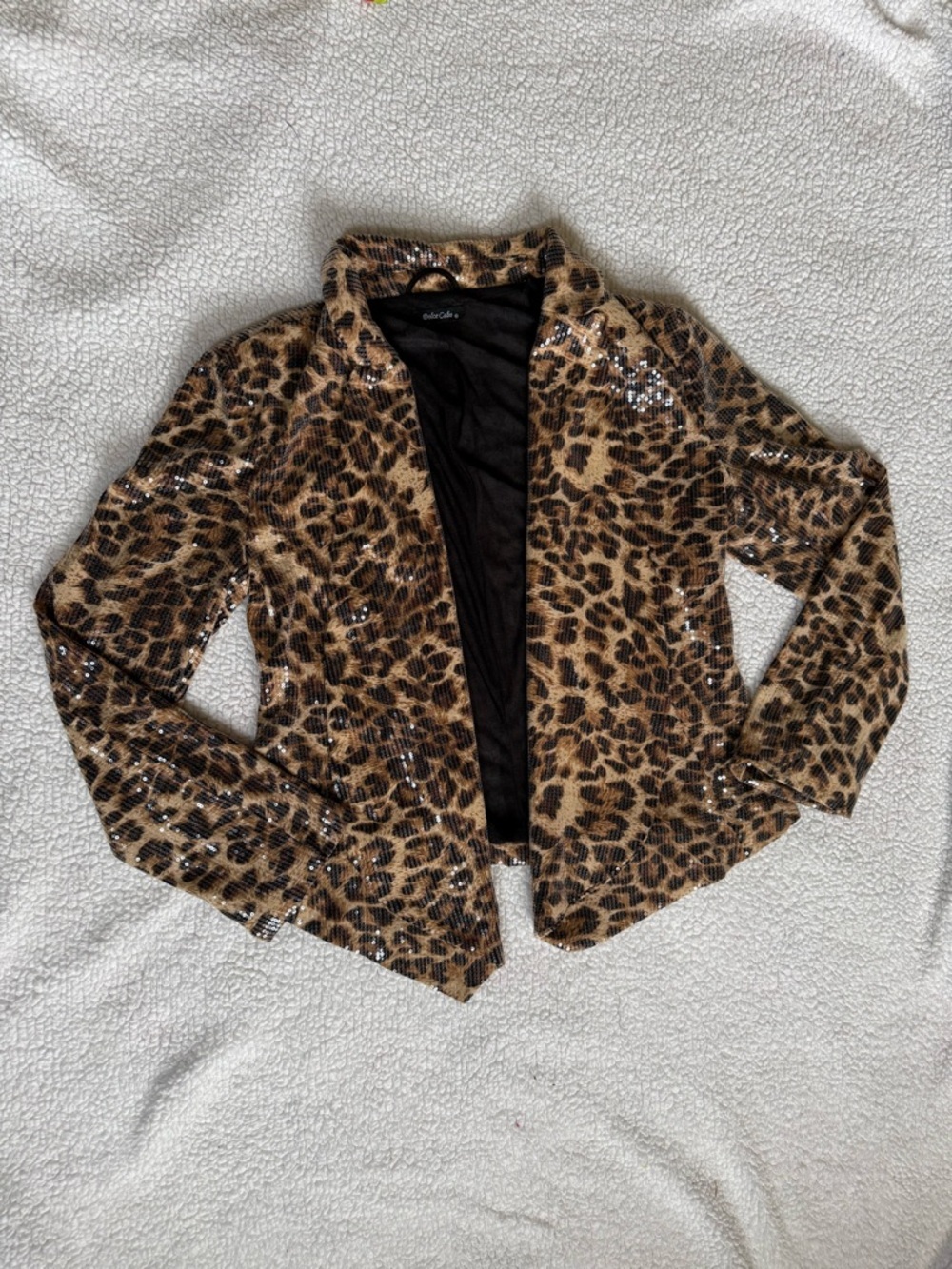 Dolce Cabo Leopard Print Blazer Jacket in Brown and Black - Picture 3 of 6